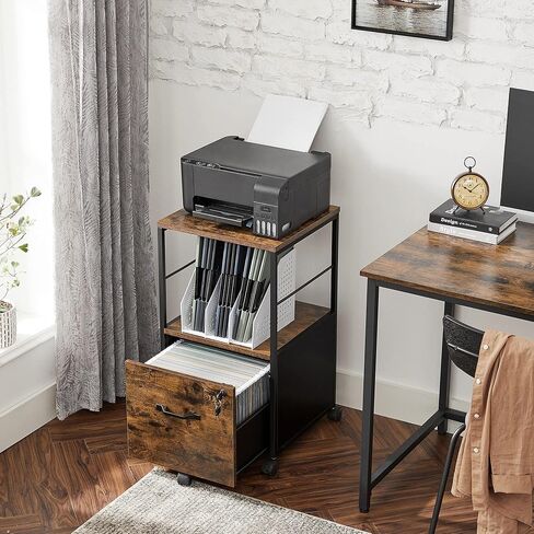 VASAGLE 3 DRIVER FILE CABINET ، خزانة ملفات مع قفل ، حامل الطابعة ، منظم خزانة ملفات المكتب ، لملفات حجم الحروف ، Cloud White UOFC055W14 in Kuwait