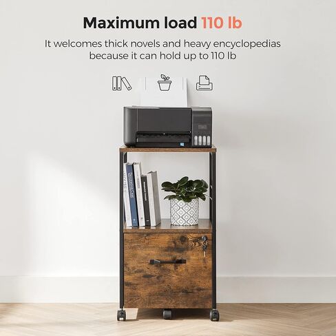 VASAGLE 3 DRIVER FILE CABINET ، خزانة ملفات مع قفل ، حامل الطابعة ، منظم خزانة ملفات المكتب ، لملفات حجم الحروف ، Cloud White UOFC055W14 in Kuwait