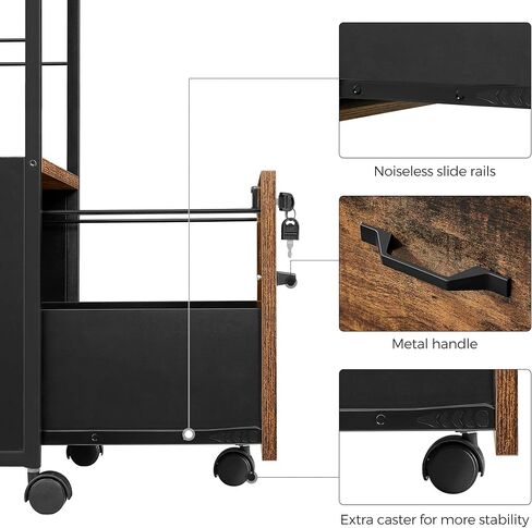 VASAGLE 3 DRIVER FILE CABINET ، خزانة ملفات مع قفل ، حامل الطابعة ، منظم خزانة ملفات المكتب ، لملفات حجم الحروف ، Cloud White UOFC055W14 in Kuwait