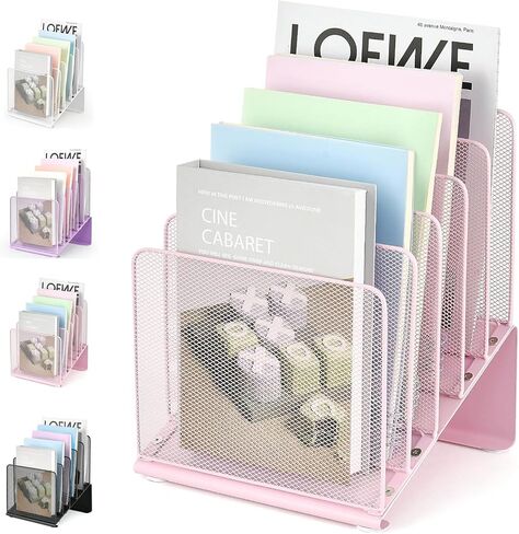 File Organizer for Desk, Desk Organizer with 5-Section Vertical File Rack, File Folder Organizer, Desk Accessories & Workspace Organizers (Black) in Kuwait