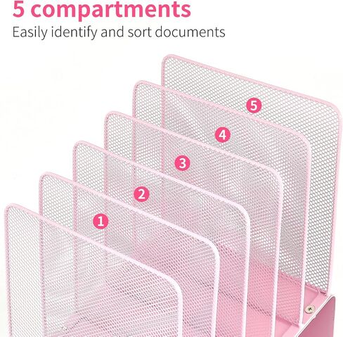 File Organizer for Desk, Desk Organizer with 5-Section Vertical File Rack, File Folder Organizer, Desk Accessories & Workspace Organizers (Black) in Kuwait