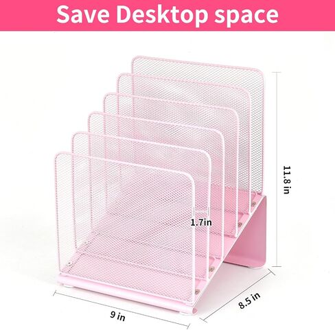 File Organizer for Desk, Desk Organizer with 5-Section Vertical File Rack, File Folder Organizer, Desk Accessories & Workspace Organizers (Black) in Kuwait