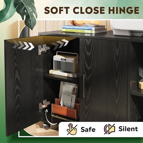 Devaise Office Storage Cabinet مع الأبواب والأرفف ، خزانة الطابعة الجانبية للمستلزمات المكتبية وتخزين الملفات ، خزانة الملفات للمكتب المنزلي ، الأسود in Kuwait