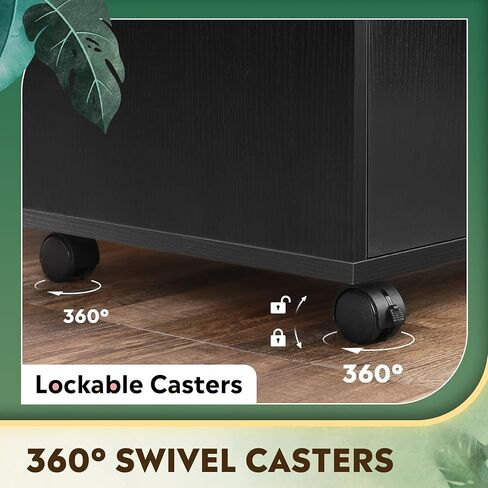 Devaise Office Storage Cabinet مع الأبواب والأرفف ، خزانة الطابعة الجانبية للمستلزمات المكتبية وتخزين الملفات ، خزانة الملفات للمكتب المنزلي ، الأسود in Kuwait