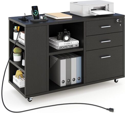 خزانة ملفات Yitahome مع محطة شحن ، خزانة ملفات جانبية متنقلة مع قفل للمكتب المنزلي ، موقف الطابعة مع رف تخزين مفتوح ، يناسب A4 ، رسالة ، ملفات الحجم القانوني ، أثاث المكتب ، رمادي in Kuwait
