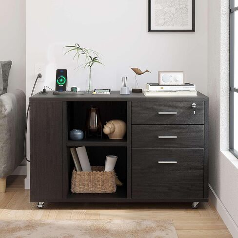 خزانة ملفات Yitahome مع محطة شحن ، خزانة ملفات جانبية متنقلة مع قفل للمكتب المنزلي ، موقف الطابعة مع رف تخزين مفتوح ، يناسب A4 ، رسالة ، ملفات الحجم القانوني ، أثاث المكتب ، رمادي in Kuwait