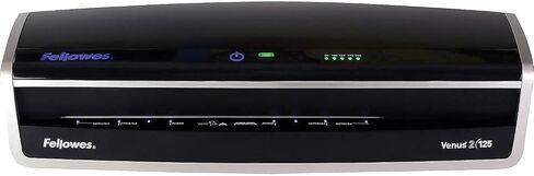 Fellowes Laminator Venus 2 125, Rapid 30-60 Second Warm-up Laminating Machine, with Laminating Pouches Kit (5734801), Black, Silver, 5.1" x 21.3" x 8.2" in Saudi Arabia