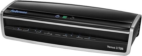 Fellowes Laminator Venus 2 125, Rapid 30-60 Second Warm-up Laminating Machine, with Laminating Pouches Kit (5734801), Black, Silver, 5.1" x 21.3" x 8.2" in Saudi Arabia