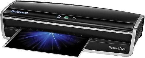Fellowes Laminator Venus 2 125, Rapid 30-60 Second Warm-up Laminating Machine, with Laminating Pouches Kit (5734801), Black, Silver, 5.1" x 21.3" x 8.2" in Saudi Arabia