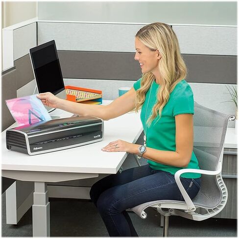 Fellowes Laminator Venus 2 125, Rapid 30-60 Second Warm-up Laminating Machine, with Laminating Pouches Kit (5734801), Black, Silver, 5.1" x 21.3" x 8.2" in Saudi Arabia