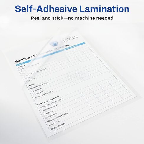 Avery® Clear Laminating Sheets, 9" x 12", Permanent Self-Adhesive, 50 Self-Laminating Sheets, Great for Protecting Documents, Photos, and Signs More (73601) in Saudi Arabia