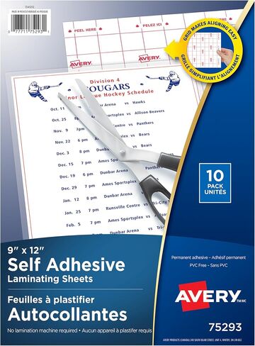 Avery 73601 صفائح التصفيح ذاتية اللصق ، 9 × 12 بوصة ، لاصق دائم ، 50 ورقة تصفيح واضحة in Saudi Arabia