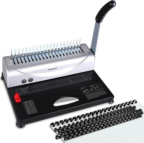 MAKEASY Binding Machine, 21-Hole, 450 Sheets, Comb Binding Machines with 1 Box Comb Bindings Spines, Comb Binder for Letter Size, A4, A5 Paper in Saudi Arabia