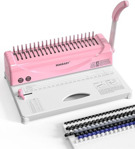 MAKEASY Binding Machine, 21-Hole, 450 Sheets, Comb Binding Machines with 1 Box Comb Bindings Spines, Comb Binder for Letter Size, A4, A5 Paper in Saudi Arabia