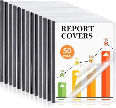 13 Pack Report Covers with Sliding Bar, Clear Report Covers for A4 and Letter Size Paper, Presentation Folders Resume Document Covers for School Office, Black in Saudi Arabia