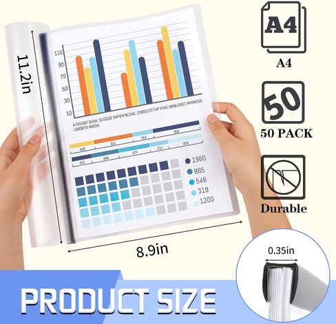 13 Pack Report Covers with Sliding Bar, Clear Report Covers for A4 and Letter Size Paper, Presentation Folders Resume Document Covers for School Office, Black in Saudi Arabia
