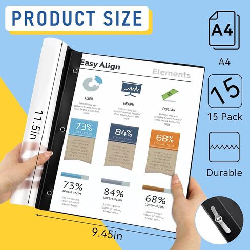 8 Pack Report Covers, COIDEA Report Covers with 3-Prong Fasteners, Presentation Folders for A4 and Letter Size Paper, Clear Front Report Covers Binder Bulk for School Business, 100 Sheet Capacity in Kuwait