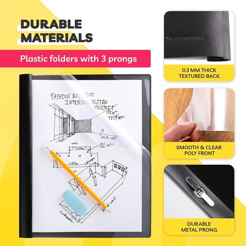 Report Covers - (30 Set), 8.5 x 11 Letter Size, 3-Prong Fasteners, Clear Front Plastic Folders - Perfect for Presenting Resumes, Proposals, and More with Professionalism in Kuwait