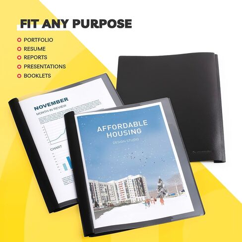 Report Covers - (30 Set), 8.5 x 11 Letter Size, 3-Prong Fasteners, Clear Front Plastic Folders - Perfect for Presenting Resumes, Proposals, and More with Professionalism in Kuwait
