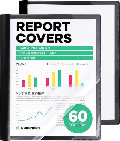 Report Covers - (30 Set), 8.5 x 11 Letter Size, 3-Prong Fasteners, Clear Front Plastic Folders - Perfect for Presenting Resumes, Proposals, and More with Professionalism in Kuwait