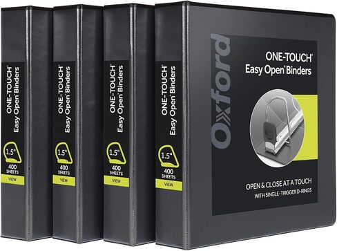 Oxford 3 Ring Binders, 0.5 inch ONE-Touch Easy Open D Rings, Durable Binders for School and Office, View Binder Covers, Xtralife Hinge, Non-Stick, PVC-Free, Black, Holds 125 Sheets, 6 PK (79901) in Kuwait