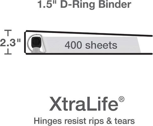 Oxford 3 Ring Binders, 0.5 inch ONE-Touch Easy Open D Rings, Durable Binders for School and Office, View Binder Covers, Xtralife Hinge, Non-Stick, PVC-Free, Black, Holds 125 Sheets, 6 PK (79901) in Kuwait