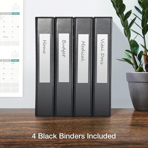 Oxford 3 Ring Binders, 0.5 inch ONE-Touch Easy Open D Rings, Durable Binders for School and Office, View Binder Covers, Xtralife Hinge, Non-Stick, PVC-Free, Black, Holds 125 Sheets, 6 PK (79901) in Kuwait
