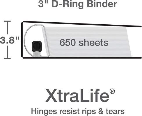 Oxford 3 Ring Binders, 0.5 inch ONE-Touch Easy Open D Rings, Durable Binders for School and Office, View Binder Covers, Xtralife Hinge, Non-Stick, PVC-Free, Black, Holds 125 Sheets, 6 PK (79901) in Kuwait
