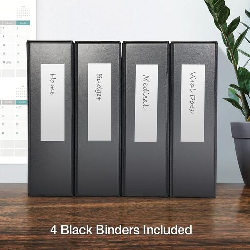 Oxford 3 Ring Binders, 0.5 inch ONE-Touch Easy Open D Rings, Durable Binders for School and Office, View Binder Covers, Xtralife Hinge, Non-Stick, PVC-Free, Black, Holds 125 Sheets, 6 PK (79901) in Kuwait