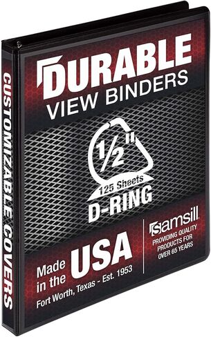 Samsill متين 6 بوصة ، مصنوع في الولايات المتحدة الأمريكية ، قفل D Ring Binder ، غطاء عرض واضح للتخصيص ، الأزرق ، يحتفظ 1225 صفحة in Kuwait
