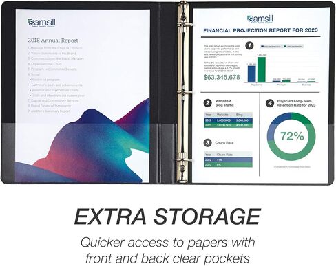Samsill متين 6 بوصة ، مصنوع في الولايات المتحدة الأمريكية ، قفل D Ring Binder ، غطاء عرض واضح للتخصيص ، الأزرق ، يحتفظ 1225 صفحة in Kuwait