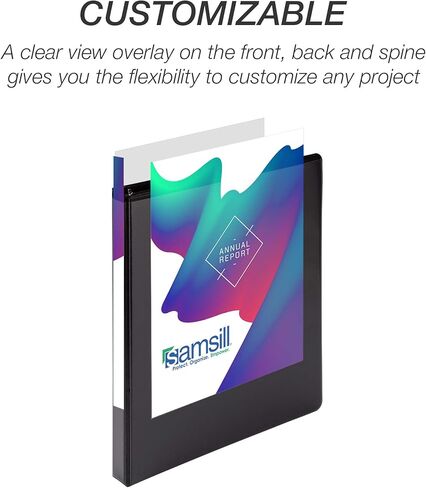 Samsill متين 6 بوصة ، مصنوع في الولايات المتحدة الأمريكية ، قفل D Ring Binder ، غطاء عرض واضح للتخصيص ، الأزرق ، يحتفظ 1225 صفحة in Kuwait