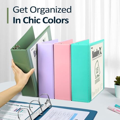 Sooez BinderX Extra Durable 3 Inch 3 Ring Binder, D-Ring Large Binder, Holds 670 Sheets of 8.5x11 Paper, Customizable View Cover with Inside Pocket, Heavy Duty 3 Ring Binder for School, Pink in Saudi Arabia