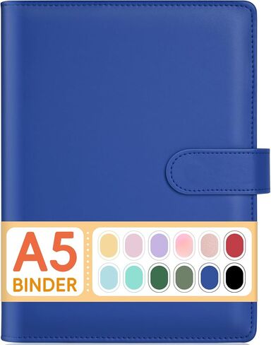 Sooez A5 Binder 6 Ring, Refillable Notebook Planner Cover, Small Leather Organizer Empty Binder for Budget,Journal,Photocard Holder,Recipe Book, Aesthetic Loose Leaf Binder with Magnetic Buckle in Saudi Arabia