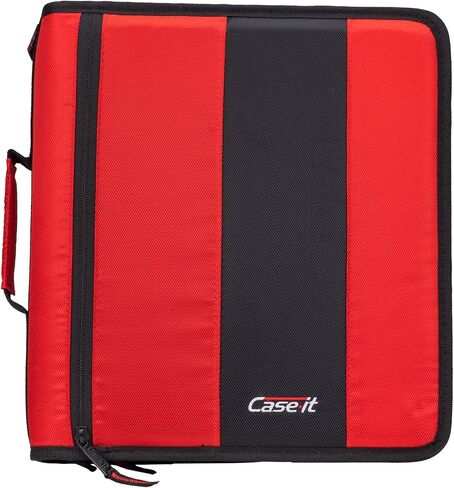 Case-It The Classic Zipper Binder - 2 Inch O-Rings - Multiple Pockets - 350 Sheet Capacity - Comes with Shoulder Strap - Fire Engine Red D-251 in Saudi Arabia