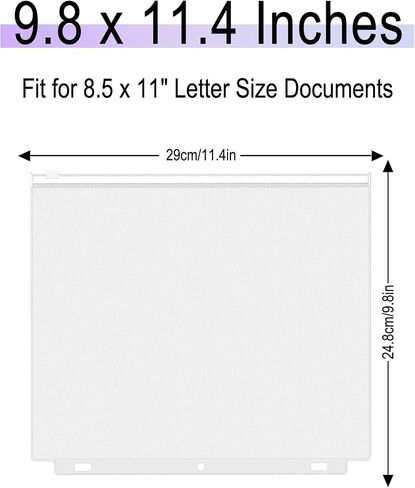 Antner 8 Pack Letter Size Binder Pockets 3 Holes Zipper Binder Folders for 3 Ring Binder, Clear PVC 3 Ring Binder Accessories Loose Leaf Inserts Sheet Protectors Binder Pouch Document Storage Bags in Saudi Arabia