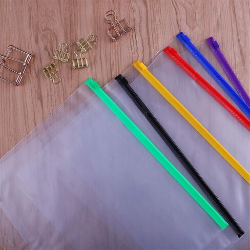 Antner 6 Pack Letter Size Binder Pockets for 3 Ring Binder, Multicolor Zipper Binder Pouches Loose Leaf Bags Document Folders, Waterproof PVC Binder Pockets Filing Bags for Business Office Supplies in Saudi Arabia