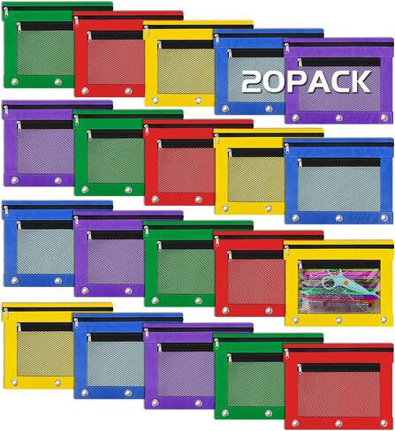 Ikayas 20 Pack Pencil Pouch for 3 Binder Binder Binder Pender Pouch with zipper ، حقائب قلم رصاص للقلم الرصاص للفصول الدراسية قلم رصاص قلم رصاص لتخزين طلاب المدارس لوازم المعلمين in Kuwait