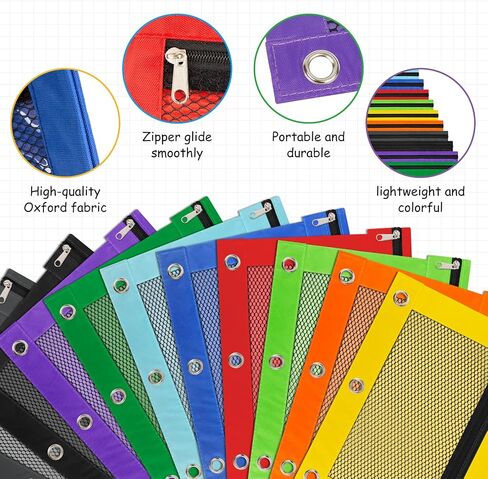 Ikayas 20 Pack Pencil Pouch for 3 Binder Binder Binder Pender Pouch with zipper ، حقائب قلم رصاص للقلم الرصاص للفصول الدراسية قلم رصاص قلم رصاص لتخزين طلاب المدارس لوازم المعلمين in Kuwait