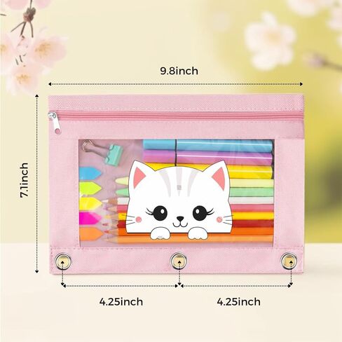 Pencil Pouch 3 Ring, Zipper Pencil Pouches Case Binder Cosmetic Bag Black 2 Pack in Saudi Arabia