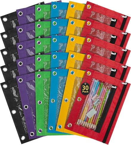Ikayas 20 Pack Pencil Pouch for 3 Binder Binder Binder Pender Pouch with zipper ، حقائب قلم رصاص للقلم الرصاص للفصول الدراسية قلم رصاص قلم رصاص لتخزين طلاب المدارس لوازم المعلمين in Kuwait