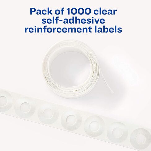 Avery Self-Adhesive Hole Reinforcement Stickers, 1/4" Diameter Hole Punch Reinforcement Labels, Clear, Non-Printable, 1,000 Labels Total (5722) in Saudi Arabia