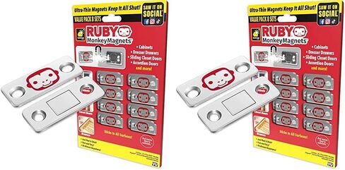 مغناطيس Ruby Monkey As-on-On-TV ، ألواح مغناطيسية فائقة الرقيقة تبقيها كلها مغلقة وسريعة وسهلة ، فقط Peel & Stick ، ​​التصميم النحيف يناسب في أي مكان ، الخزانات ، الأدراج والمزيد ، 8 مجموعات in Saudi Arabia