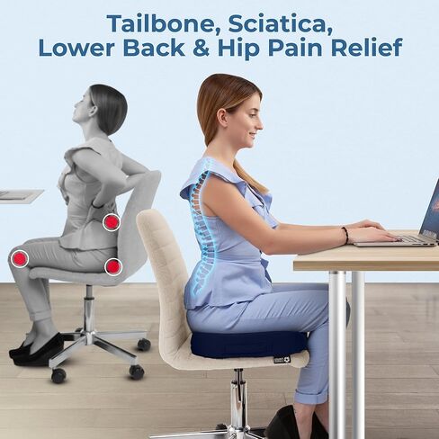 5 Stars United Seat Cushion لكراسي المكاتب - تناسب 18 مقعدًا "x14" ، عظم الذنب ، تخفيف آلام العصابة - بعقب ، ضغط وعرق النسا - ألعاب ، كرسي متحرك ، وسادة للسيارات والمكتب ، الأسود in Kuwait