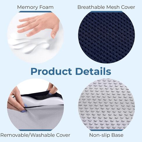5 Stars United Seat Cushion لكراسي المكاتب - تناسب 18 مقعدًا "x14" ، عظم الذنب ، تخفيف آلام العصابة - بعقب ، ضغط وعرق النسا - ألعاب ، كرسي متحرك ، وسادة للسيارات والمكتب ، الأسود in Kuwait