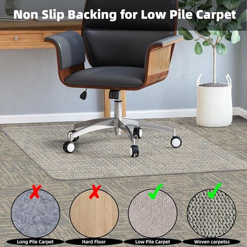 Office Chair Mat for Carpets, 36" × 36" Round Computer Chair Mat with Studs for Rolling Chair, Desk Floor Mat for Home and Office Carpet, Protects Floor Mats for Low Pile Carpeted Floors in Saudi Arabia