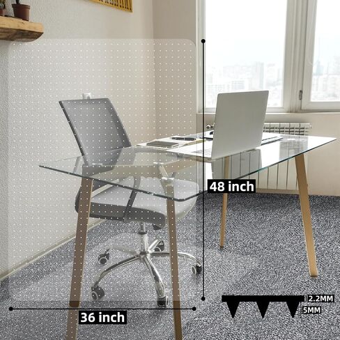 Office Chair Mat for Carpets, 36" × 36" Round Computer Chair Mat with Studs for Rolling Chair, Desk Floor Mat for Home and Office Carpet, Protects Floor Mats for Low Pile Carpeted Floors in Saudi Arabia
