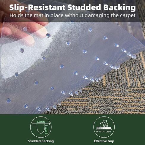 Office Chair Mat for Carpets, 36" × 36" Round Computer Chair Mat with Studs for Rolling Chair, Desk Floor Mat for Home and Office Carpet, Protects Floor Mats for Low Pile Carpeted Floors in Saudi Arabia