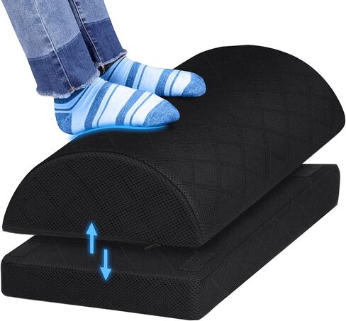 Foot Rest,Desk & Gaming Accessories,Foot Rest for Under Desk at Work,Comfortable Footrest with 2 Adjustable Heights & Removable Cover, Office Desk Accessories（Gray） in Saudi Arabia
