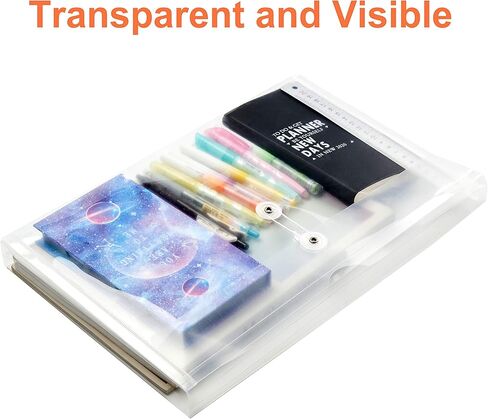 12 حزمة الحزمة حجم الحرف مغلفات مع زر وسلسلة التعادل إغلاق ، 1-1/6 "التوسع ، الحمل الجانبي ، مجلدات ملفات بولي الصافية قابلة لإعادة الاستخدام منظم مستندات ورقة المشروع لمدرسة المكتب والمنزل in Kuwait